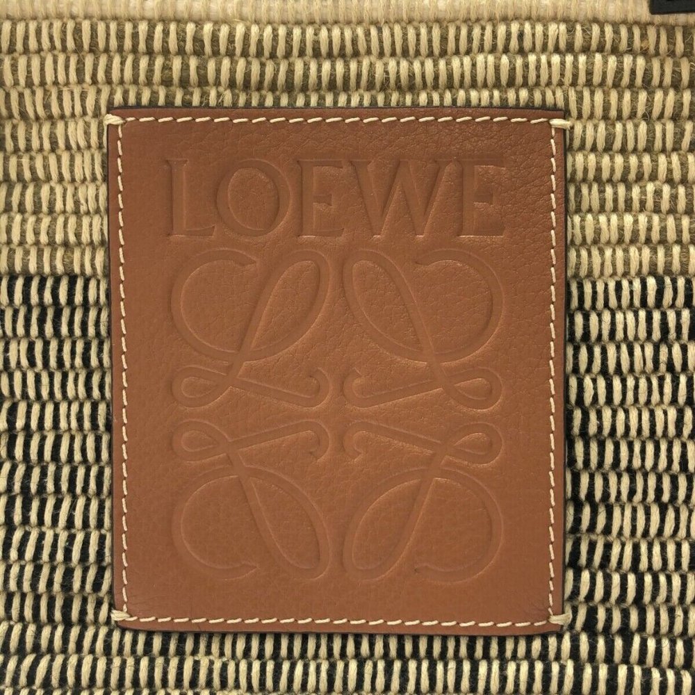 ❌SOLD❌ Loewe Small Square Basket bag in raffia and calfskin - Ombre Black - Picture 14 of 16